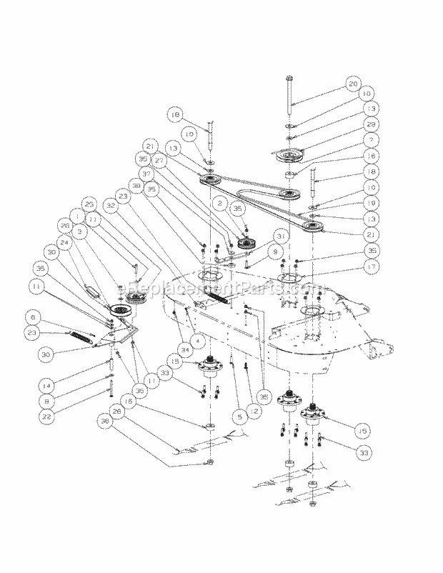 Fabricated Deck Spindle Assembly (2009) Diagram and Parts List for M60-KH 53AH8CT6050-30HP-OHV Cub Cadet Lawn Tractor